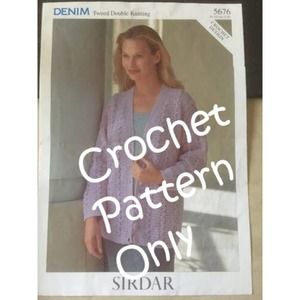 New Sirdar 5676 Denim Tweed DK Cardigan Sweater Crochet Design Pattern